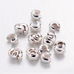 Couvertures de perles à sertir en fer, sans cadmium et sans plomb, couleur argentée, taille: environ 3mm de diamètre, Trou: 1.2~1.5mm