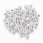 ABS Plastic Beads, Eco-Friendly Electroplated Beads, Round, Silver Plated, 3mm, Hole: 1.4mm, about 30000pcs/500g