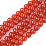 Natural Carnelian Beads Strands, Grade A, Dyed, Round, 8mm, Hole: 1mm, 24pcs/strand, 8 inch