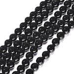 Chapelets de perles en pierre noire synthétique, teinte, ronde, noir, 12mm, Trou: 1mm, Environ 32 pcs/chapelet, 14.5~15 pouce