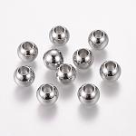 Perles européennes en 304 acier inoxydable, Perles avec un grand trou   , baril, 10x8mm, Trou: 5mm