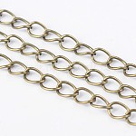 Iron Side Twisted Chain, Unwelded, Lead Free and Nickel Free, with Spool, Antique Bronze, 6x4x0.7mm, about 328.08 Feet(100m)/roll