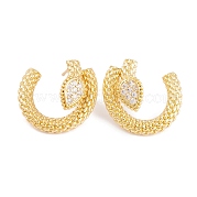 Серьги-гвоздики из латуни с кубическим цирконием EJEW-S219-07G
