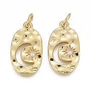 Кулоны из чеканной латуни с прозрачным кубическим цирконием KK-F821-20G