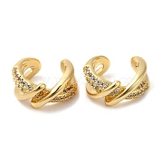 Серьги-каффы из латуни с микропаве и фианитами EJEW-E290-08G