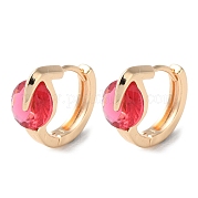 Серьги-кольца из латуни с микропаве и красным фианитом EJEW-P238-11KCG