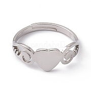 201 anello regolabile a cuore in acciaio inossidabile da donna RJEW-K242-01P