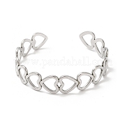 304 bracelet manchette ouvert coeur en acier inoxydable pour femme BJEW-L682-001P