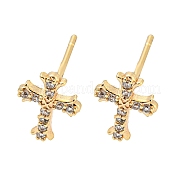 Boucles d'oreilles en laiton avec micro pavé de zircones cubiques EJEW-L211-013G