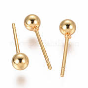 Серьги-гвоздики с шариками из нержавеющей стали 304 EJEW-F237-01B-G