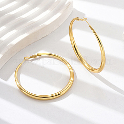 Boucles d'oreilles créoles en acier inoxydable 304, véritable 18k plaqué or, 62mm