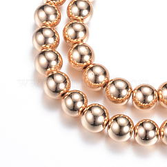 Chapelets de perles en hématite synthétique sans magnétique, ronde, plaqué or et de lumière, 2~2.5mm, Trou: 1mm, Environ 170~180 pcs/chapelet, 15.35~16.14 pouce (39~41 cm)