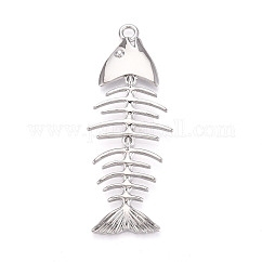 Ottone grandi ciondoli,  cadmio& piombo libero, lisca, platino, 84x32.5x6.5mm, Foro: 4 mm