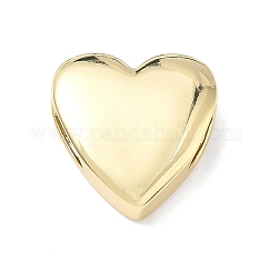 Ciondoli scorrevoli in ottone a forma di cuore, placcato di lunga durata,  cadmio& piombo libero, placcatura cremagliera, vero placcato oro 18k, 21x20.5x7mm, Foro: 9.5x4.5 mm