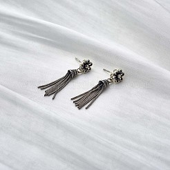 925 fiore in argento sterling con orecchini pendenti con nappa per donna&nbsp;JE935A