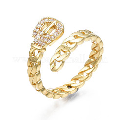 Exquisiter Manschettenring in Gürtelform mit Zirkonia-Kette&nbsp;RJEW-N035-060-NF