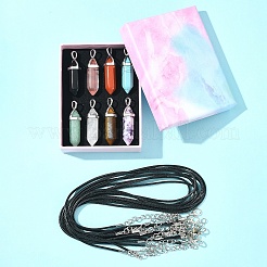 DIY-Sets zur Herstellung von Halsketten aus natürlichen und synthetischen Edelsteinen und gewachsten Kordeln&nbsp;DIY-FS0008-04B