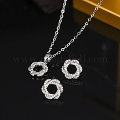Ensembles collier et boucles d'oreilles à tige en laiton et zircone cubique transparent pour femmes&nbsp;FS-WGA251C-02
