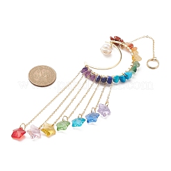 Décoration pendentif étoile en verre et perles naturelles&nbsp;HJEW-JM01183-01