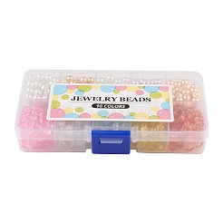 Set di perline di vetro craquelé e perle di vetro con colori misti rosa tenue&nbsp;HY-X0009-6mm-05
