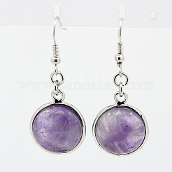 Mode natürliche Amethyst Ohrringe&nbsp;EJEW-E003-1