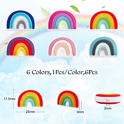 6 Stück Silikonperlen in Regenbogenfarben&nbsp;JX322A-01