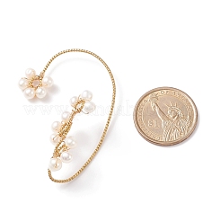 Orecchini a polsino con fiore intrecciato di perle naturali&nbsp;EJEW-JE04955