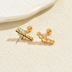 Geometrische Ohrstecker aus Messing mit Pavé-Fassung aus klaren Zirkonia&nbsp;GE7127