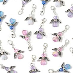 32 pz 4 colori angelo acrilico trasparente con decorazioni pendenti in lega&nbsp;HJEW-FS00040-01