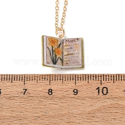 Colliers pendentifs en laiton émaillé en forme de livre pour femmes&nbsp;KK-CBAF5B9-01G-03