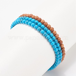 Ensemble de bracelets extensibles en bois naturel&nbsp;BJEW-JB07994