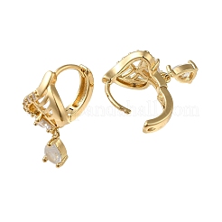 Orecchini a cerchio in ottone zirconi con micro pavé di ottone&nbsp;EJEW-L271-23KCG-01