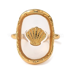 Ovale Fingerringe aus Kunstharz in Muschelform&nbsp;STAS-Z101-07G-02
