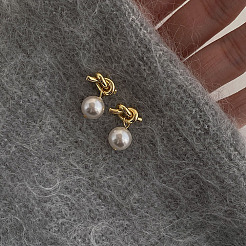 Orecchini pendenti in acciaio inossidabile 304 e perle sintetiche in vetro per donna&nbsp;FS-WG0AE83-01