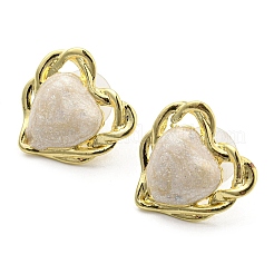 Orecchini a bottone a forma di cuore in resina&nbsp;EJEW-Z018-01G