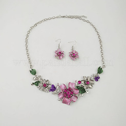 Blumenlegierung Strass Schmuckset&nbsp;FS-WGD5AB0-01