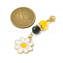5 pieza de 5 estilos de adornos colgantes de aleación de esmalte con forma de abejas y flores&nbsp;HJEW-TA00319