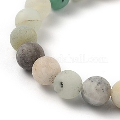 Bracelets à breloques extensibles en amazonite à fleurs naturelles rondes&nbsp;BJEW-H536-05A