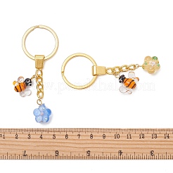 Portachiavi a forma di ape e fiore realizzati a mano con la tecnica del lampworking.&nbsp;KEYC-JKC01490