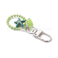 Ciondolo con perline di semi di vetro e turchese sintetico a forma di stella marina e tartaruga&nbsp;HJEW-JM03052-01
