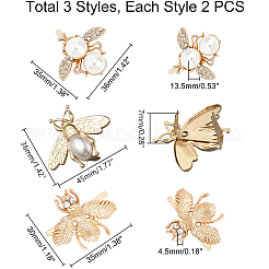 6 Stück Schuhschnallenclips aus Eisen in 3 Stilen&nbsp;FIND-WR0003-03