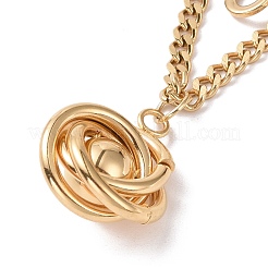 Placcatura sotto vuoto pvd acciaio inossidabile 304 doppia catena collana multistrato con ciondolo nodo per donna&nbsp;STAS-E155-14G