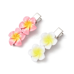 2 Stück 2 Farben Plumeria Blume Eisen flache Alligator Haarspangen&nbsp;PHAR-JH00131