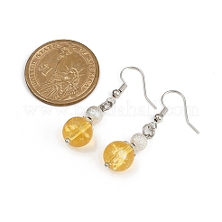 Orecchini pendenti in ottone con citrino sintetico&nbsp;EJEW-JE06588-03