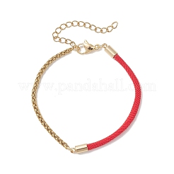 Catene a grano in acciaio inossidabile 304 con braccialetti a catena mista in cordino di nylon&nbsp;BJEW-JB13288-03