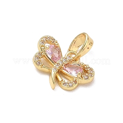 Charms de circonita cúbica rosa con micropavé de latón&nbsp;CU-CBA5CBE-06G