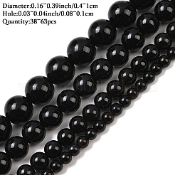 1 brin de perles d'onyx noir naturel&nbsp;G-YW0002-57A