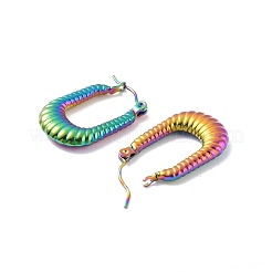 Boucles d'oreilles créoles rectangulaires en acier inoxydable 304 avec placage ionique (IP)&nbsp;EJEW-P198-01MC