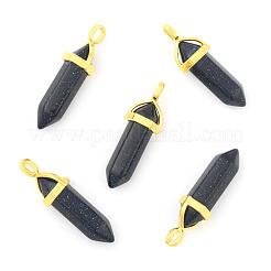 Pendentifs pointus à double extrémité en pierre d'or synthétique bleue&nbsp;G-G902-C12