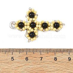 Pendentifs en onyx noir naturel (teint et chauffé) et perles de verre&nbsp;PALLOY-MZ01404-02